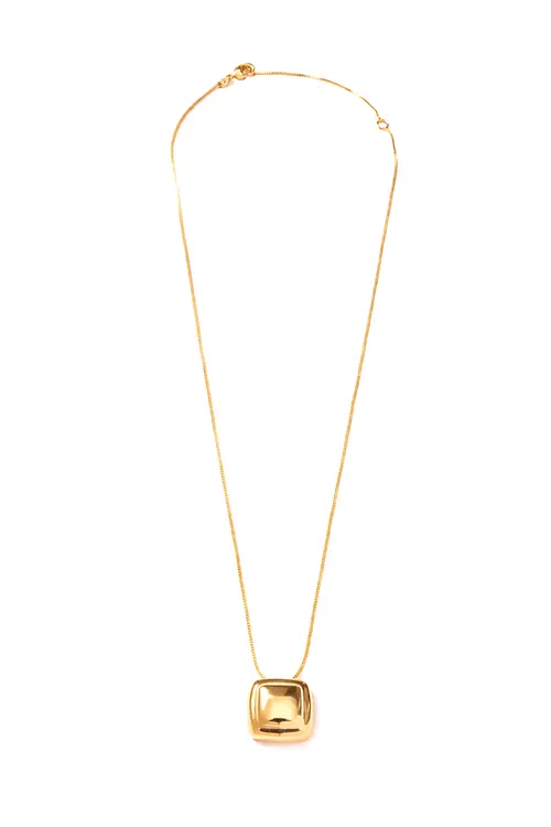 Colar Quadrado Liso com Banho em Ouro 18k