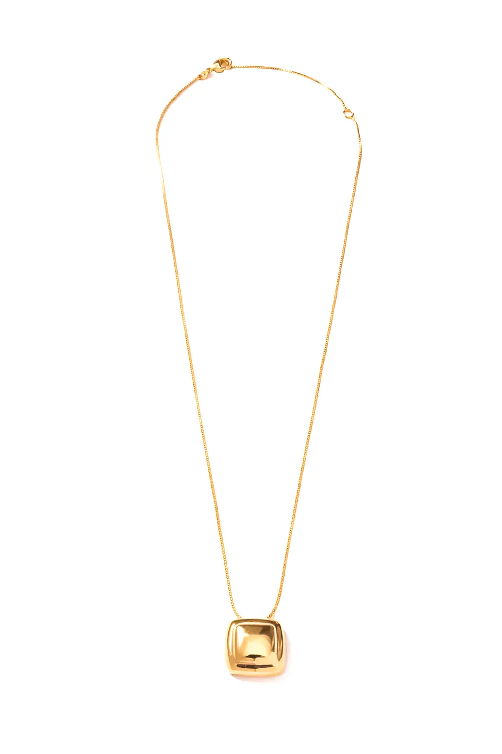 Colar Quadrado Liso com Banho em Ouro 18k