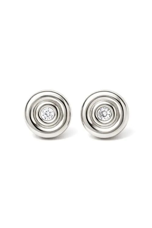 Brinco Voltas e Zircônia com Banho em Ródio Branco