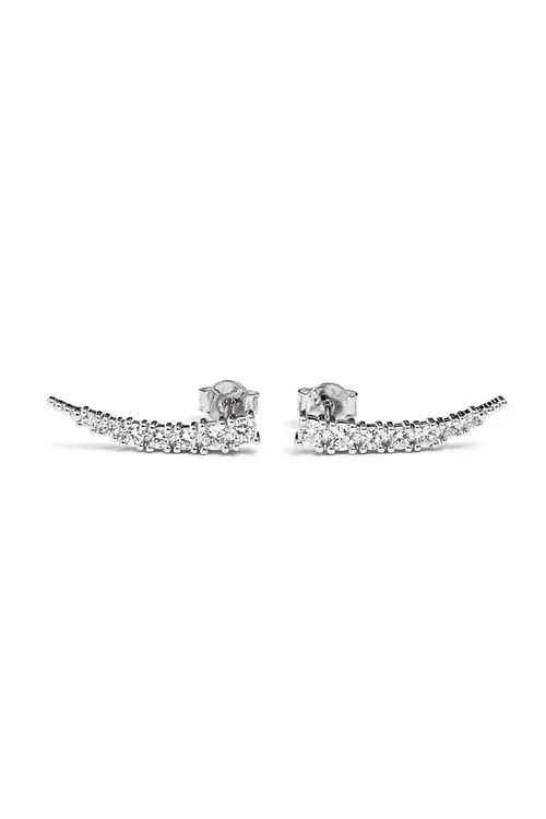 Brinco Ear Cuff Delicado com Banho em Ródio Branco