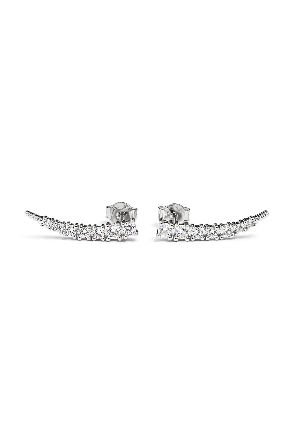 Brinco Ear Cuff Delicado com Banho em Ródio Branco