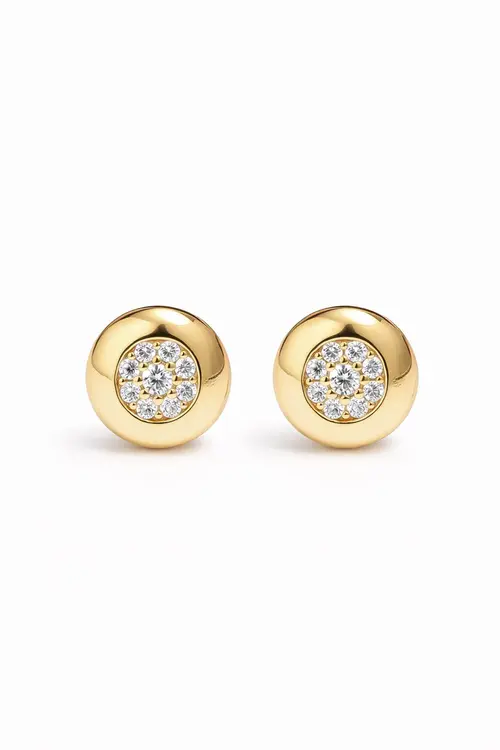 Brinco Esfera Cravejada com Banho em Ouro 18k