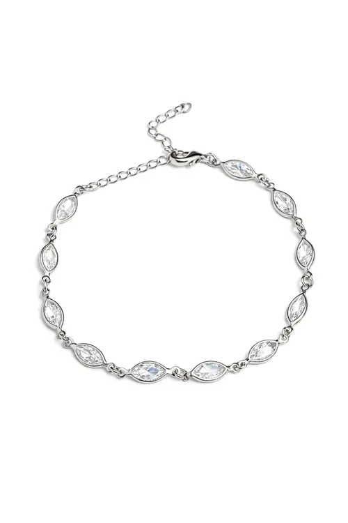 Pulseira Navetes com Banho em Ródio Branco
