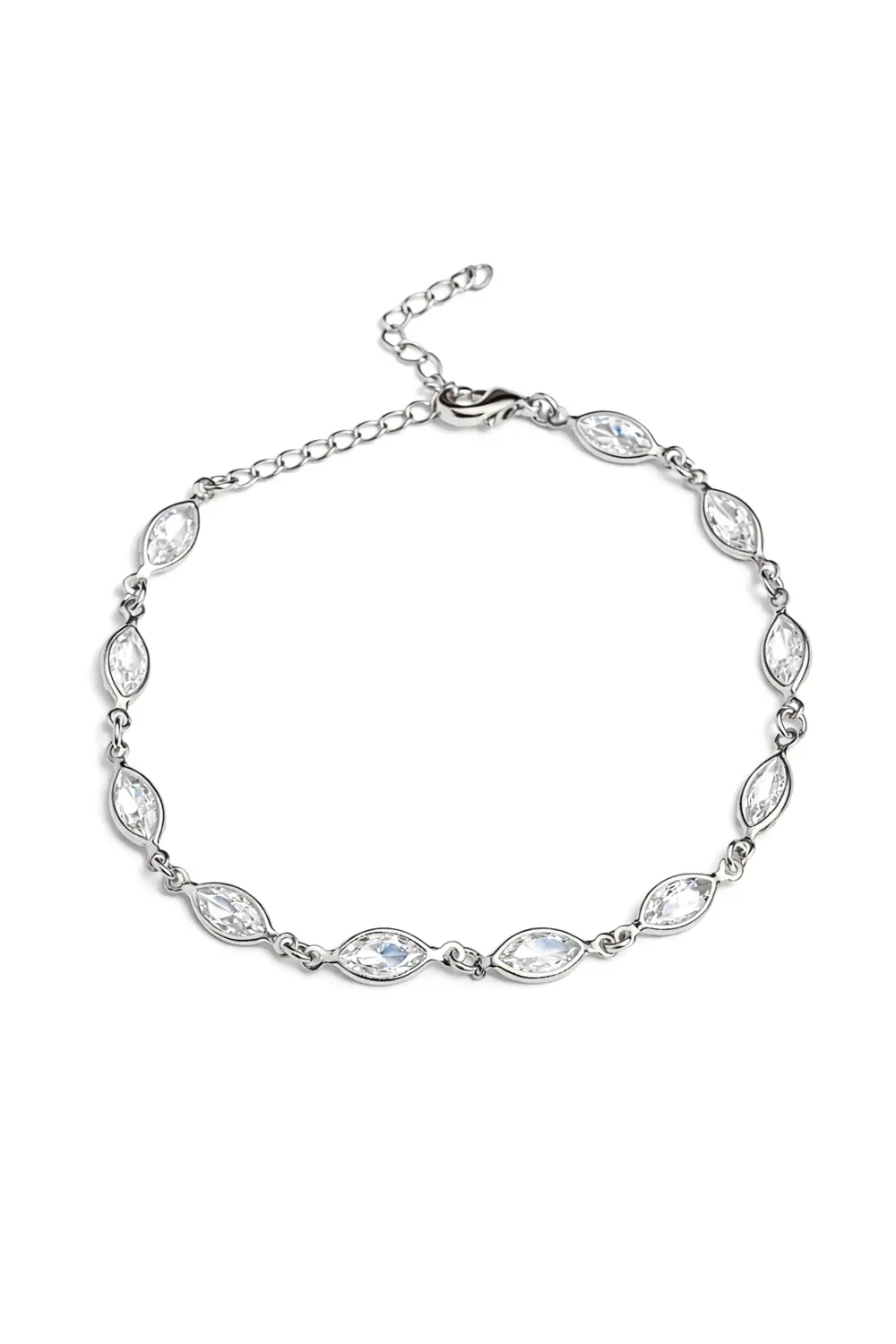 Pulseira Navetes com Banho em Ródio Branco