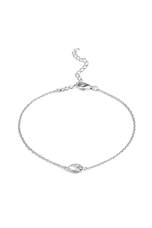 Pulseira Um Navete com Banho em Ródio Branco