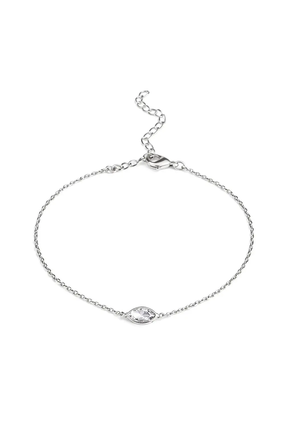 Pulseira Um Navete com Banho em Ródio Branco