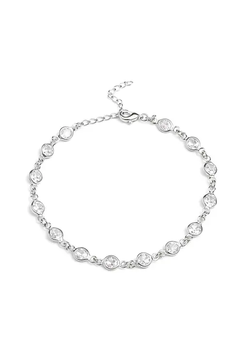Pulseira Esferas com Banho em Ródio Branco