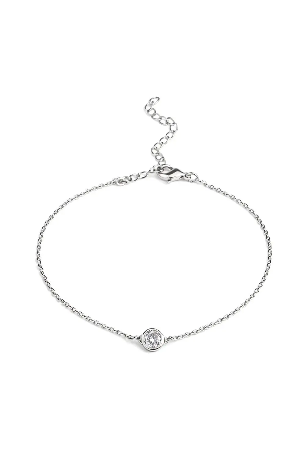 Pulseira Uma Esfera com Banho em Ródio Branco