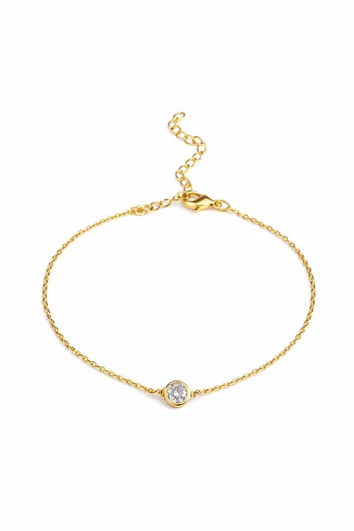 Pulseira Uma Esfera com Banho em Ouro 18k