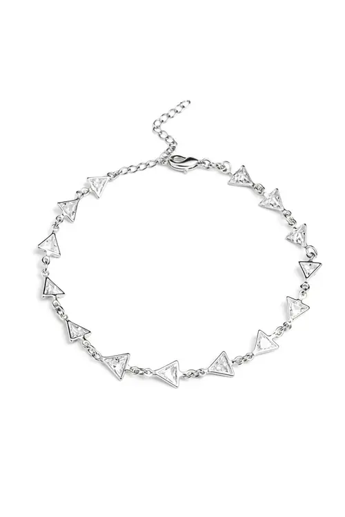 Pulseira Triângulos com Banho em Ródio Branco