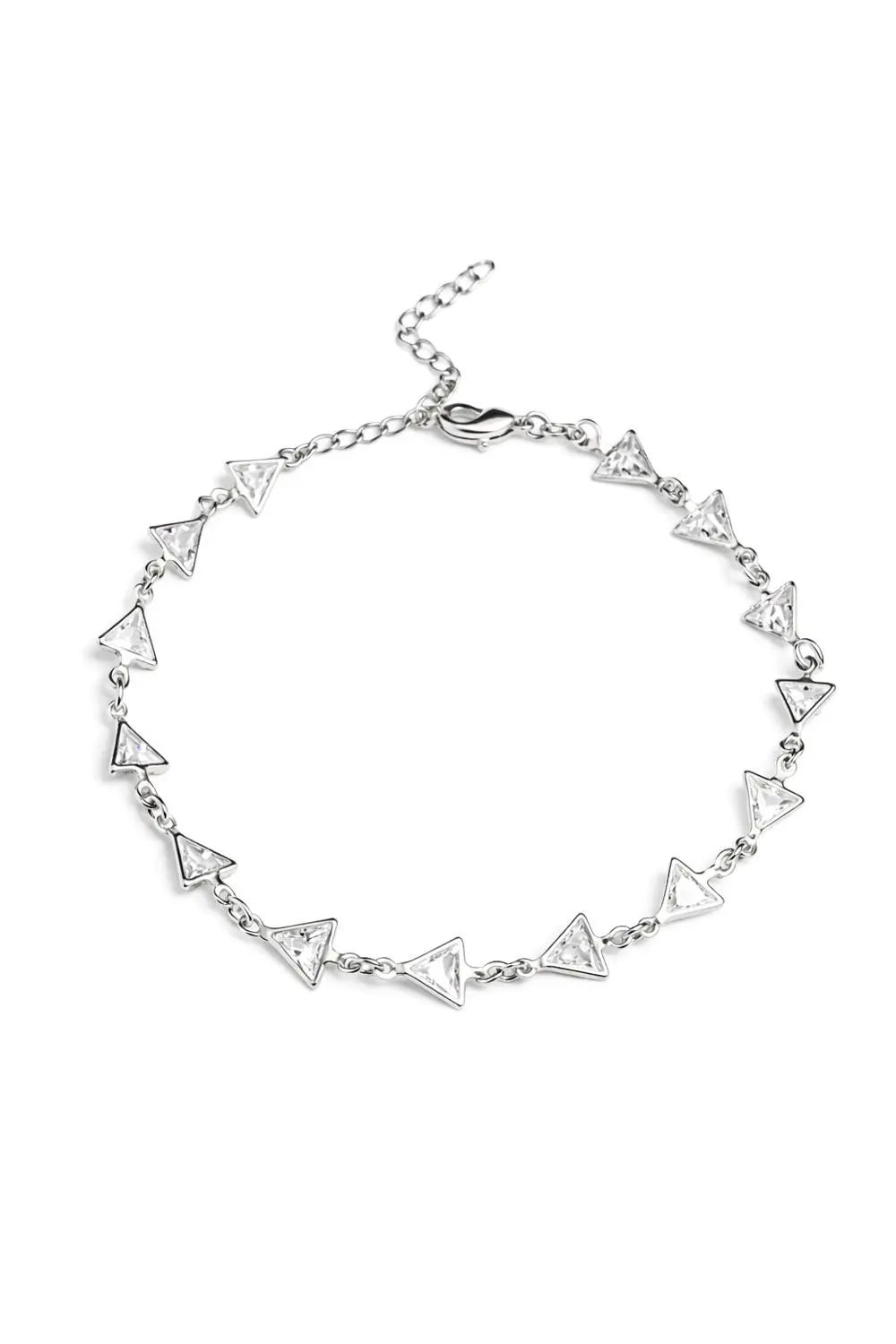 Pulseira Triângulos com Banho em Ródio Branco