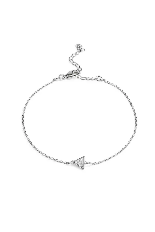 Pulseira Um Triângulo com Banho em Ródio Branco
