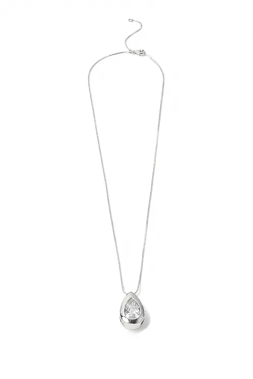 Colar Gota com Banho em Ródio Branco