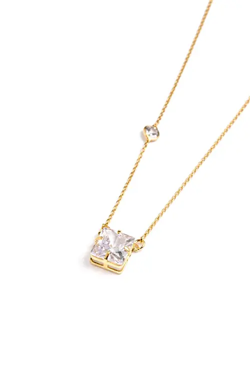 Colar Quadrado com Banho em Ouro 18k