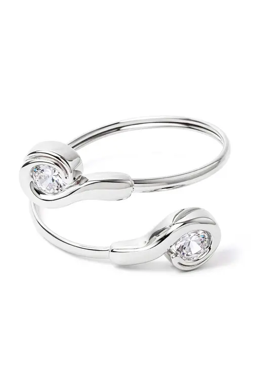 Bracelete Formas com Banho em Ródio Branco