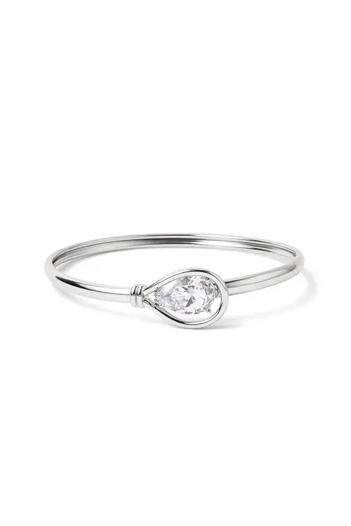 Bracelete Gota Formas com Banho em Ródio Branco