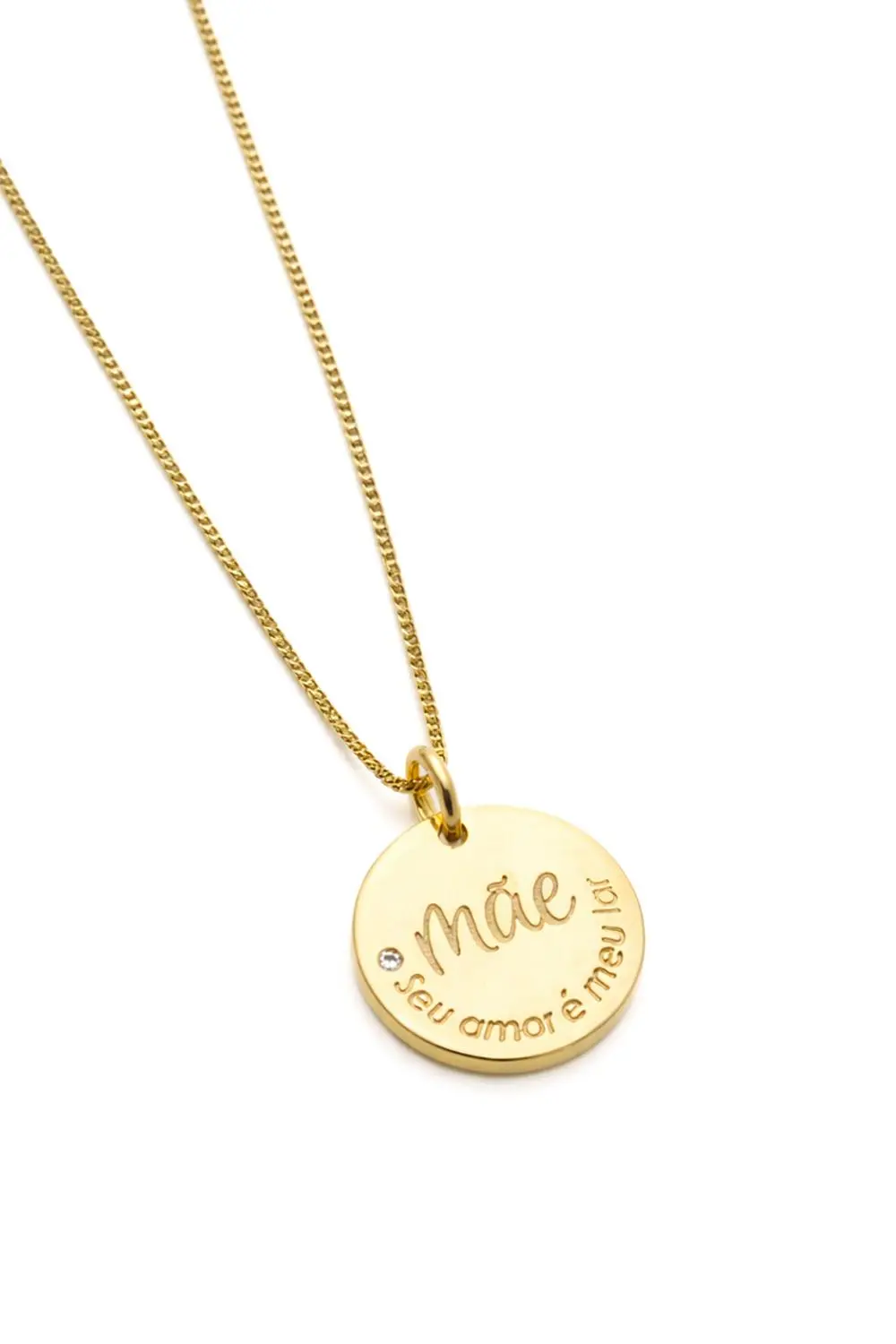 Colar Mãe Seu Amor é Meu Lar com Banho em Ouro 18k