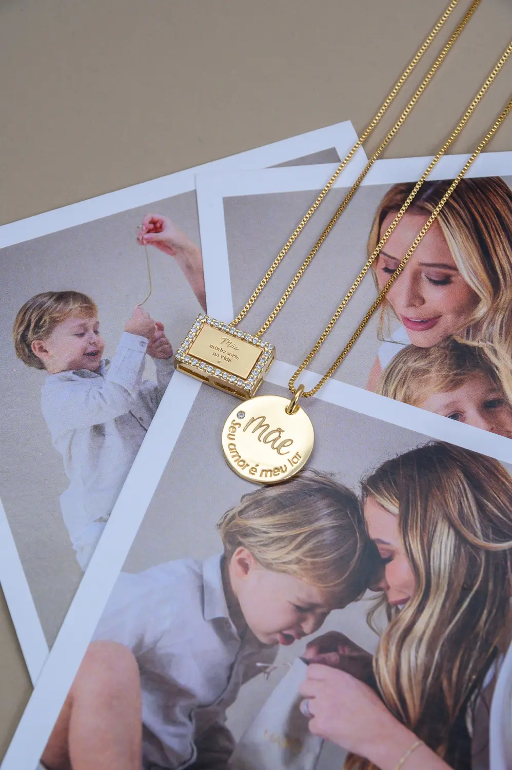 Colar Mãe Seu Amor é Meu Lar com Banho em Ouro 18k