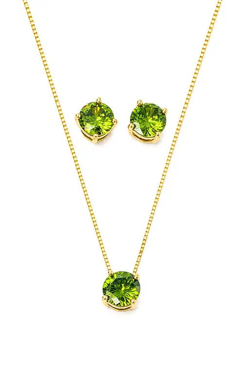 Conjunto Ponto de Luz Icônicos Mairó Verde com Banho em Ouro 18k
