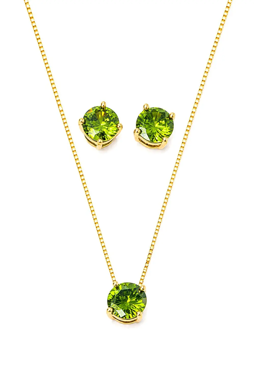Conjunto Ponto de Luz Icônicos Mairó Verde com Banho em Ouro 18k