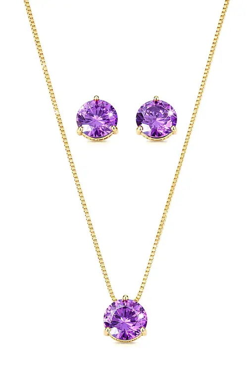 Conjunto Ponto de Luz Icônicos Mairó Roxo com Banho em Ouro 18k