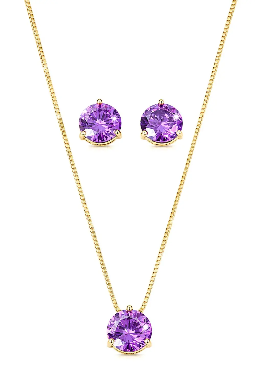 Conjunto Ponto de Luz Icônicos Mairó Roxo com Banho em Ouro 18k