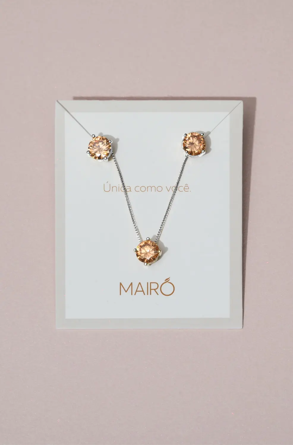 Conjunto Ponto de Luz Icônicos Mairó Champagne com Banho em Ródio Branco