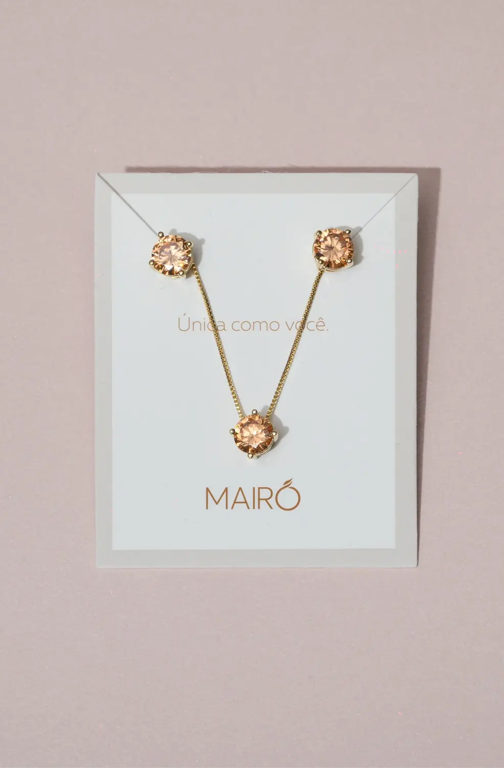 Conjunto Ponto de Luz Icônicos Mairó Champagne com Banho em Ouro 18k
