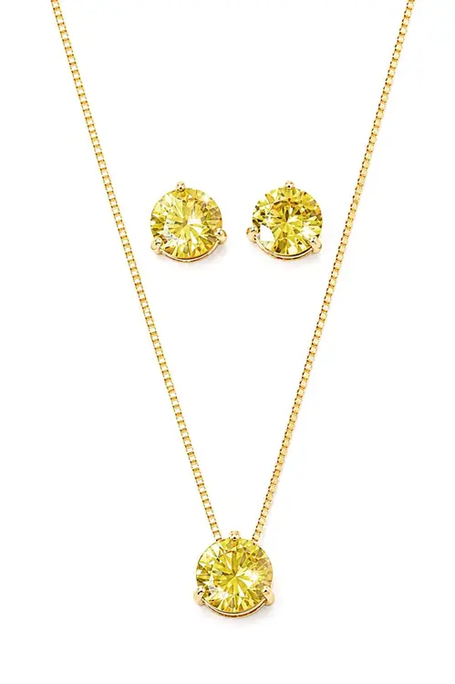 Conjunto Ponto de Luz Icônicos Mairó Amarelo com Banho em Ouro 18k