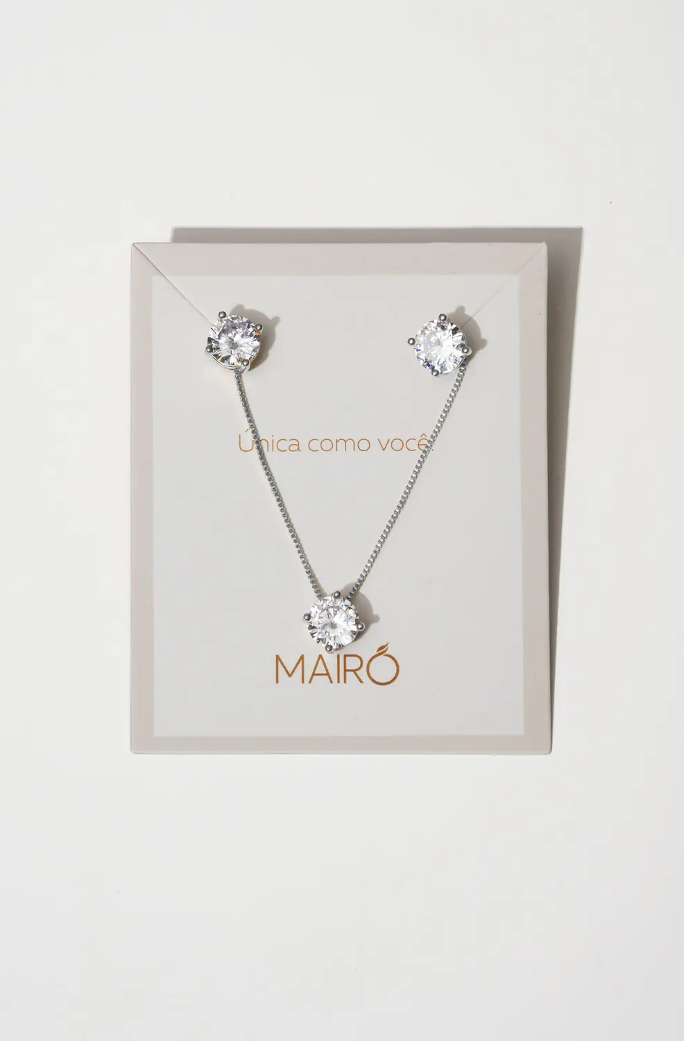 Conjunto Ponto de Luz Icônicos Mairó Incolor com Banho em Ródio Branco