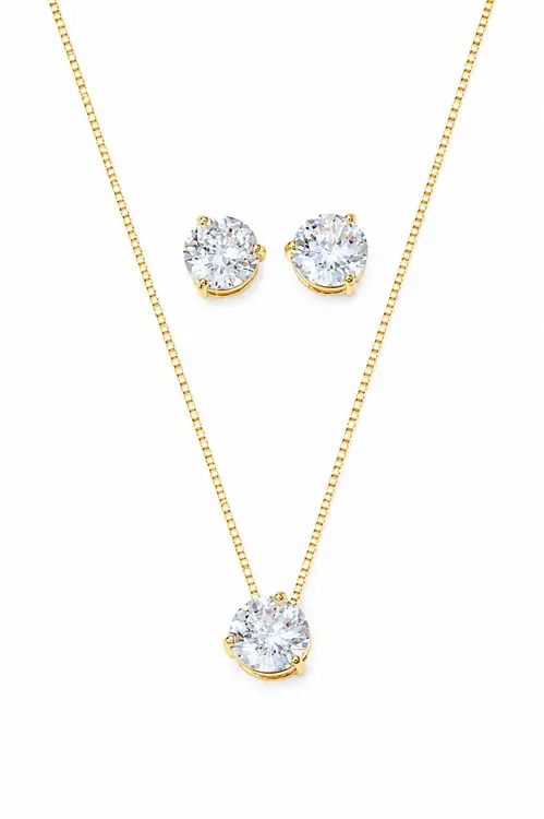 Conjunto Ponto de Luz Icônicos Mairó Incolor com Banho em Ouro 18k