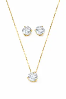 Conjunto Ponto de Luz Icônicos Mairó Incolor com Banho em Ouro 18k