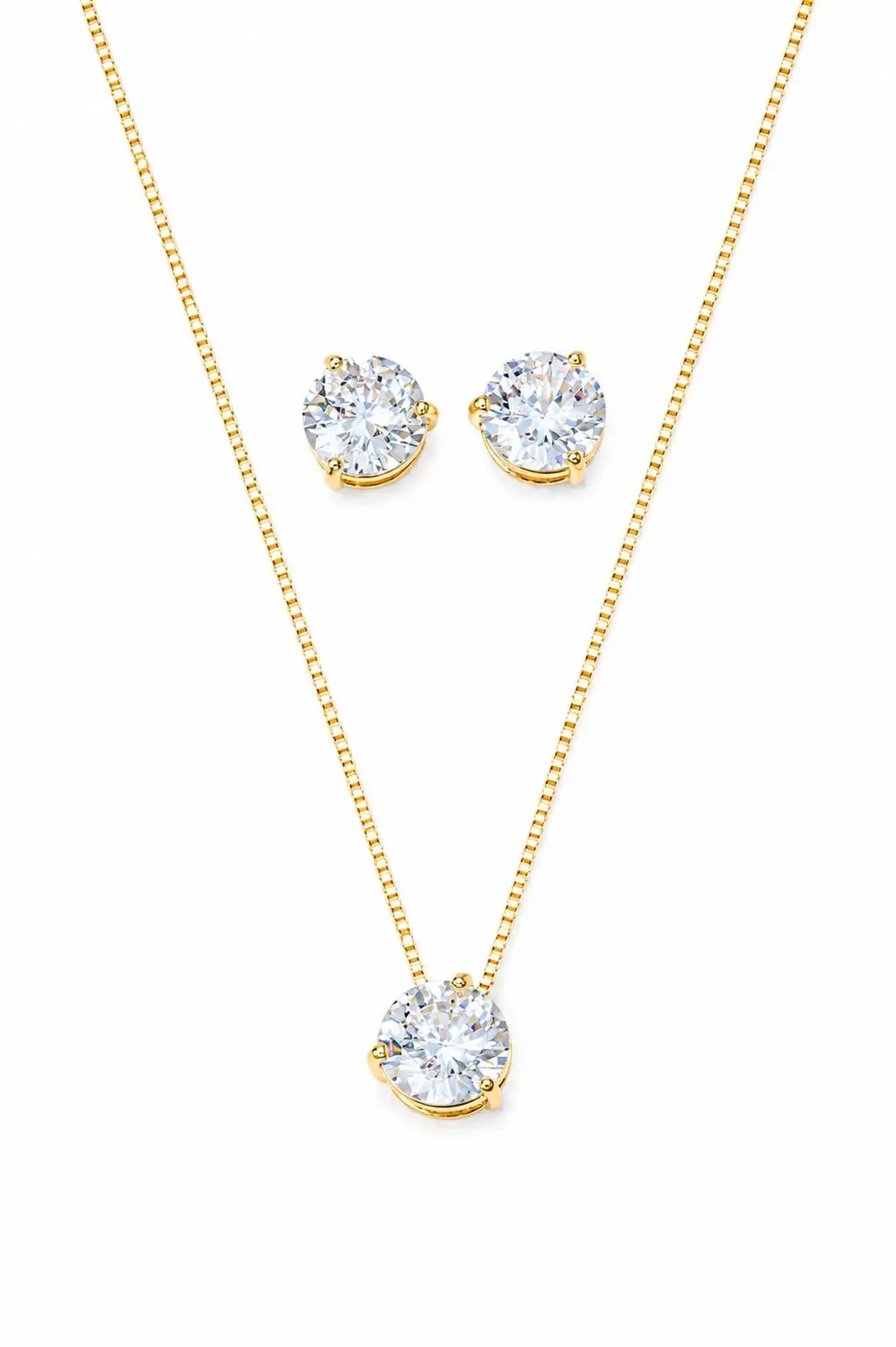 Conjunto Ponto de Luz Icônicos Mairó Incolor com Banho em Ouro 18k