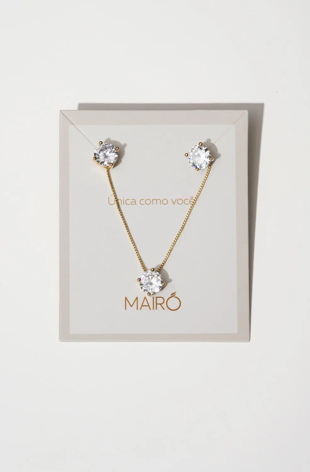 Conjunto Ponto de Luz Icônicos Mairó Incolor com Banho em Ouro 18k