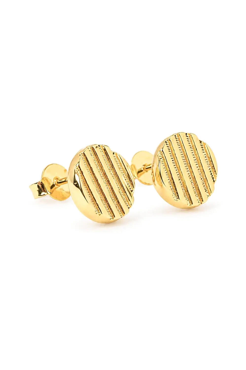 Brinco Redondo Riscado com Banho em Ouro 18k