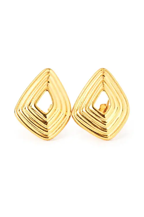 Brinco Orgânico Riscado com Banho em Ouro 18k