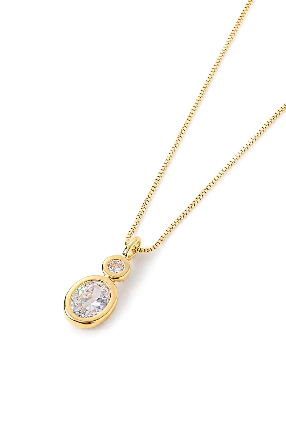 Colar Duas Zircônias com Banho em Ouro 18k