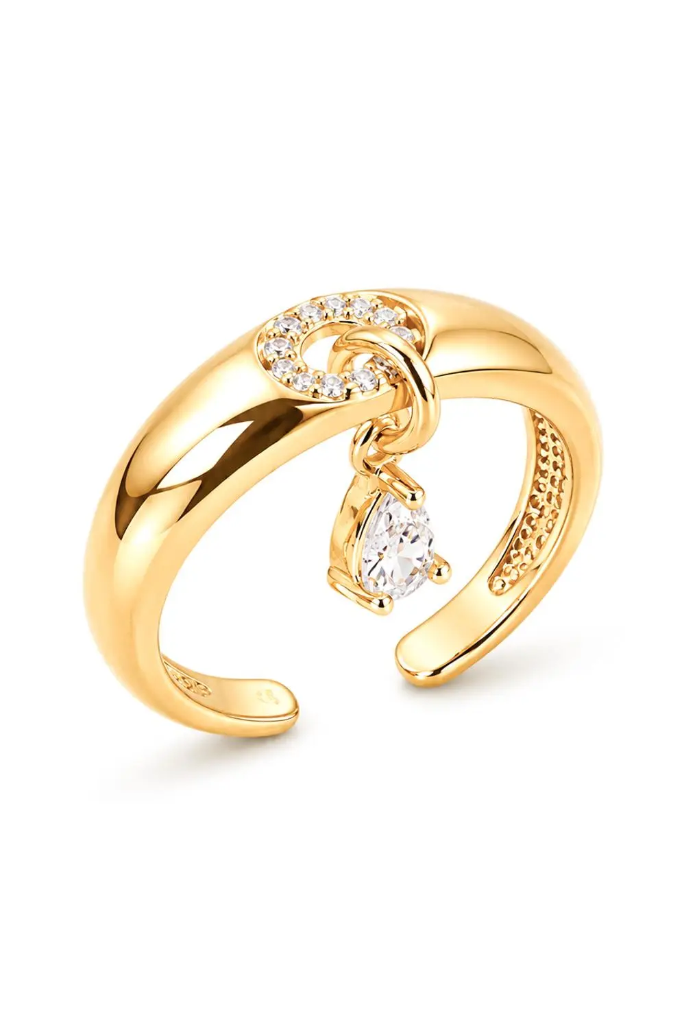 Anel Gotinha Solta com Banho em Ouro 18k