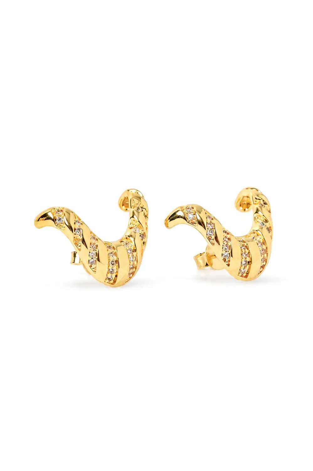 Brinco Digno Cravejado com Banho em Ouro 18k
