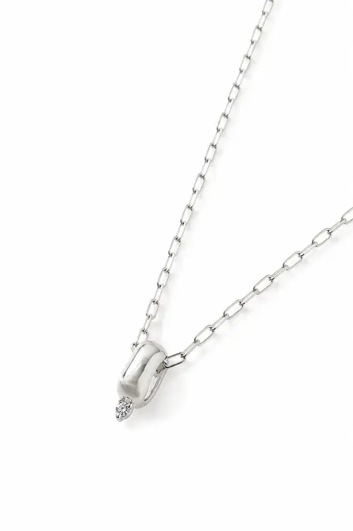 Colar Elo Pontinho de Zircônia com Banho em Ródio Branco