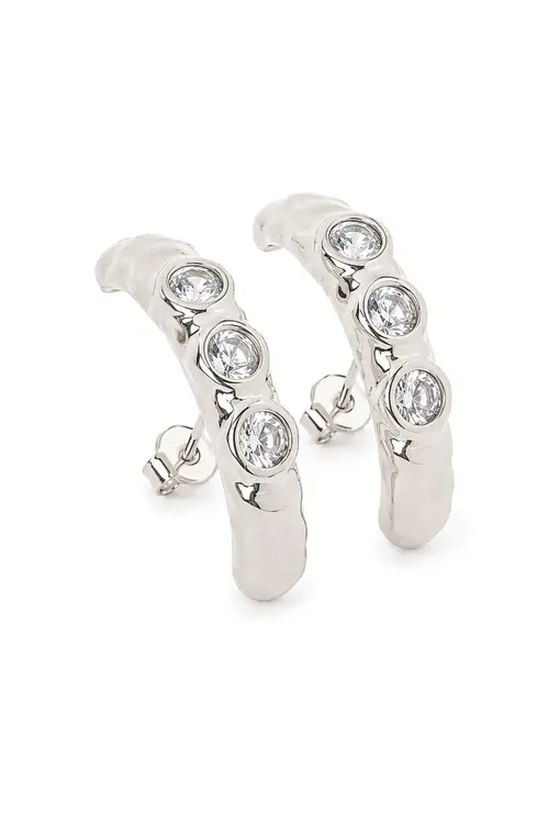 Brinco Ear Hook Esferas com Banho em Ródio Branco