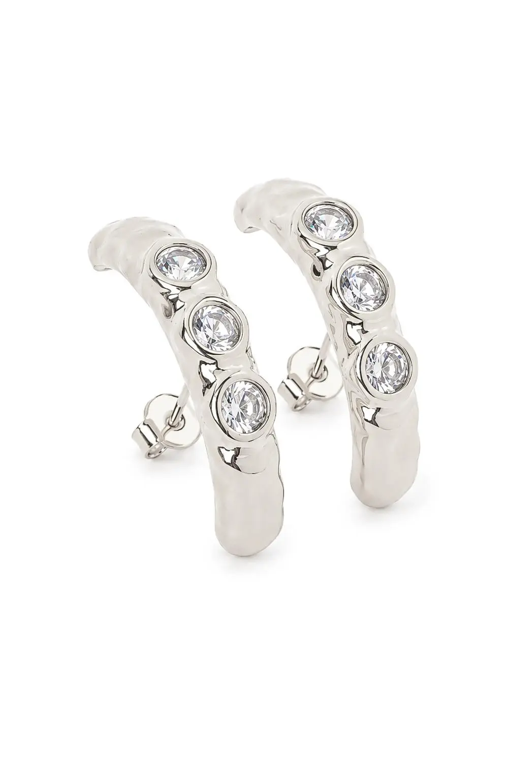 Brinco Ear Hook Esferas com Banho em Ródio Branco