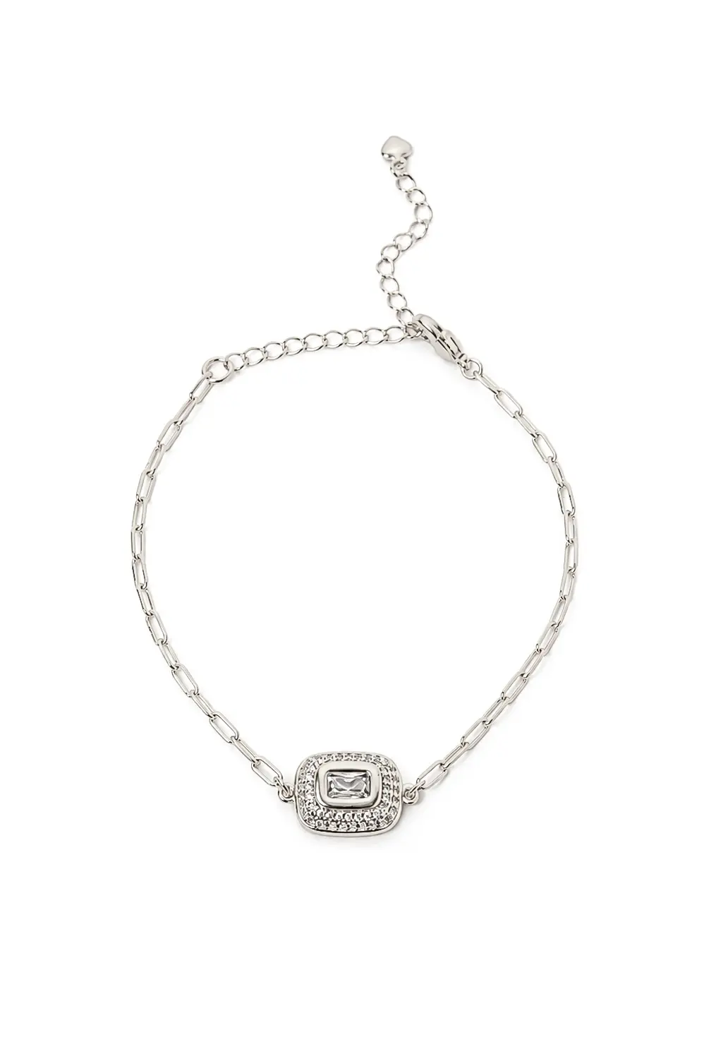 Pulseira Retrô Cravejada com Banho em Ródio Branco