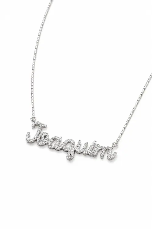 Colar de Letra na Prata 925 com Pedra de Moissanite