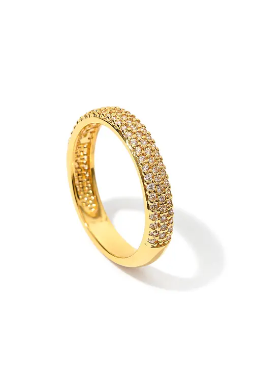 Anel Aparador Cravejado com Banho em Ouro 18k