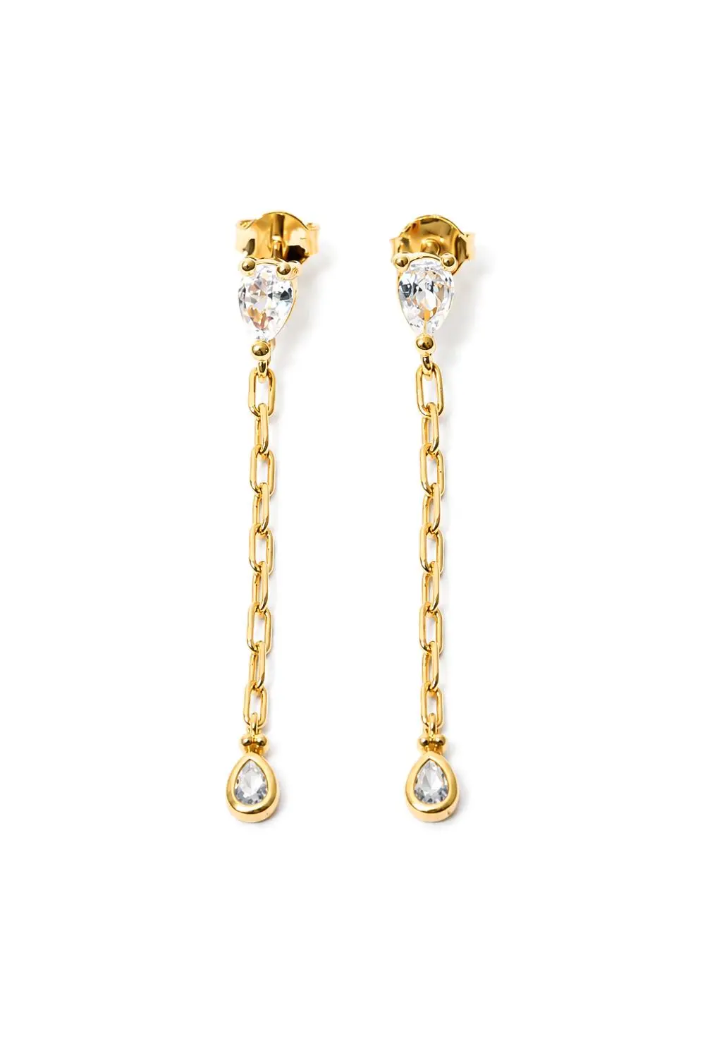 Brinco Gota de Corrente com Banho em Ouro 18k