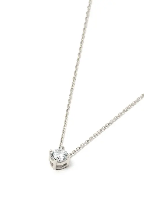 Colar Ponto de Luz 5mm - 4 Garras com Banho em Ródio Branco
