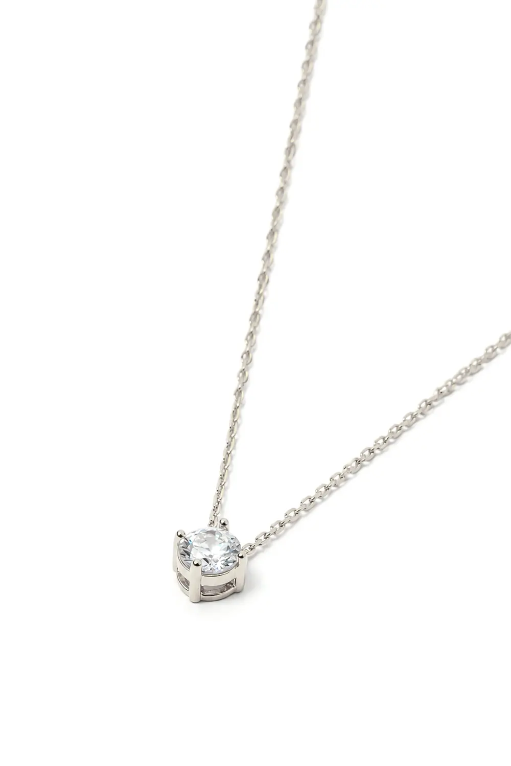 Colar Ponto de Luz 5mm - 4 Garras com Banho em Ródio Branco