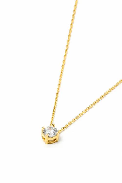 Colar Ponto de Luz 5mm - 4 Garras com Banho em Ouro 18k