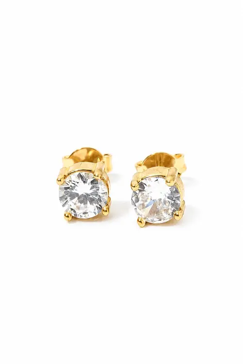Brinco Ponto de Luz 6mm - 4 Garras com Banho em Ouro 18k